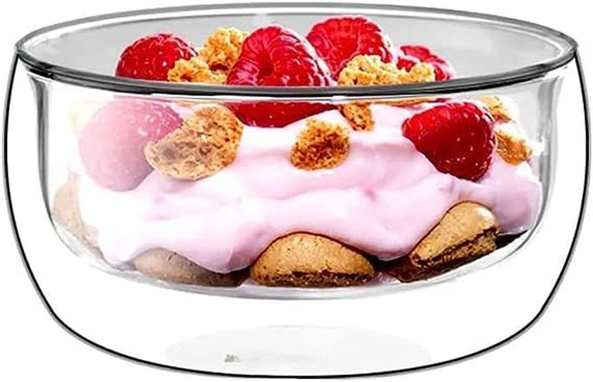 Double Wall Heat Resistant Clear Glass Bowl - (350 Ml)