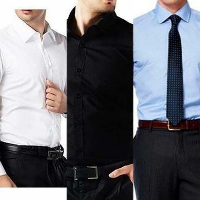 3 In 1 Classic Men's Formal Fit Shirts - White, Black And Blue
