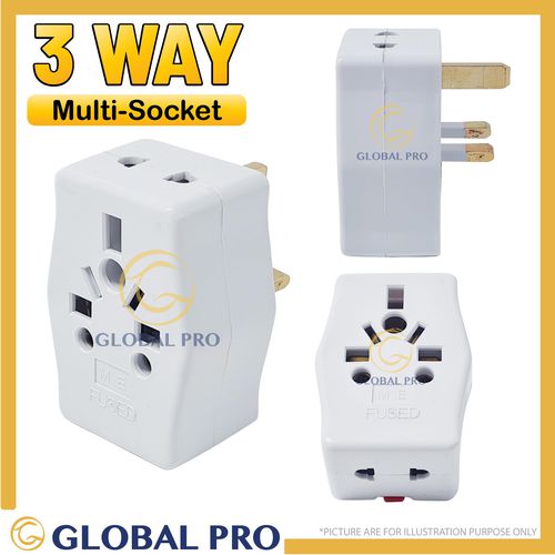 ME 7196 MULTI 3 Way 13A MUTLI Universal Socket Adaptor Travel Plug