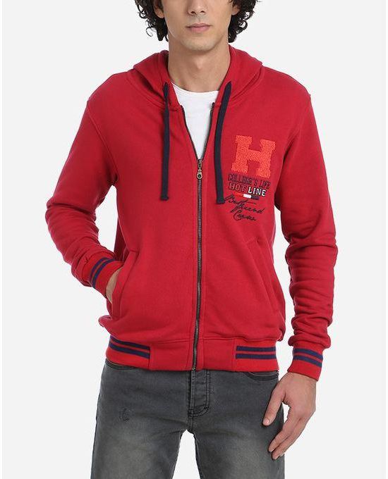 Hotline Casual Hooded Sweatshirt - Dark Red
