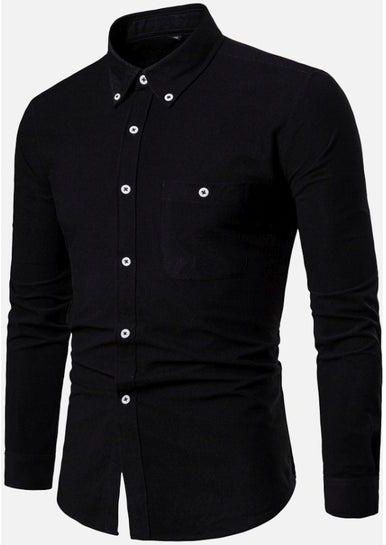 Solid Colour Casual Shirt Black