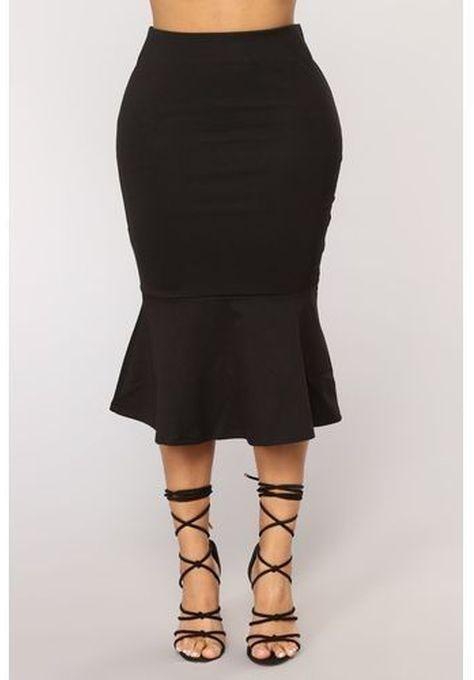 Black Corporate Midi Peplum Skirt