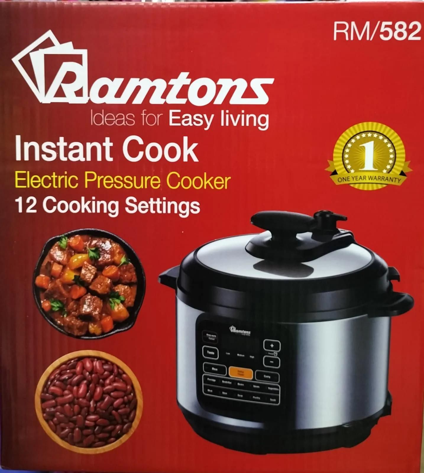 RM582; 6ltrs Ramtons electric pressure cooker with 12 cooking settings