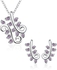 White Gold Plated Jewelry Set With Pink Colored Crystals [AR840]