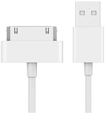 NTECH (2-Pack) USB Cable Compatible With iPod/Nano/iPod/Touch/iPod Classic/iPod Video) & i-iPhone 3G/3GS/4/4S) & (iPad 1/2/3 & Others With 30-Pin Connectors - USB Charging And Sync Cable Lead - White