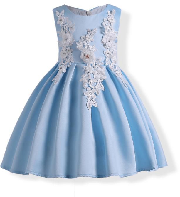 VACC Tong Tong Mi White Florals Dress - 12 Sizes (Blue)