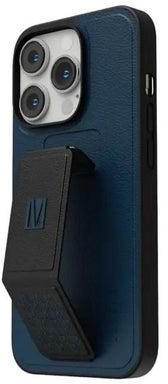 Levelo Morphix Gripstand iPhone 14 Pro PU Leather Case - Storm Blue