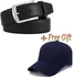 PURE LEATHER ORIGINALL Men's Durable Buckle Belt -Black + Free Cap. You are not fully dressed if this one thing is missing and that is Belt , Belt make your image elegant, stylish 