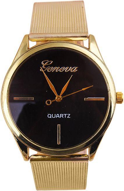 Gold Plated Black Colored Wrist Watch For Women [20138]