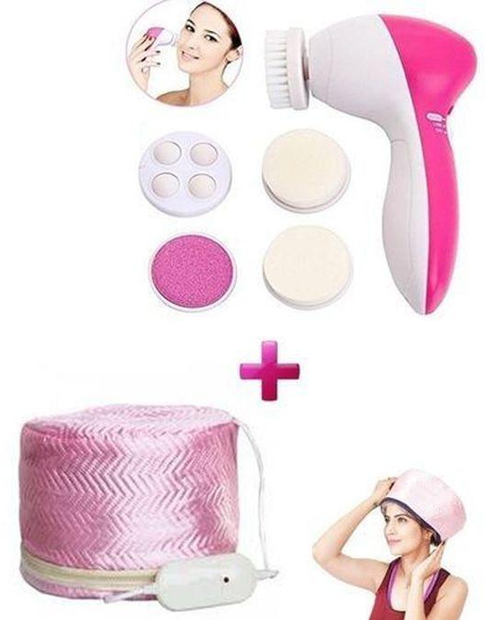 5-in-1 Beauty Care Massager For Face And Body + Thermal Spa Heat Cap