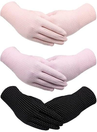 3 Pair Casual Printed Gloves Pink/Black