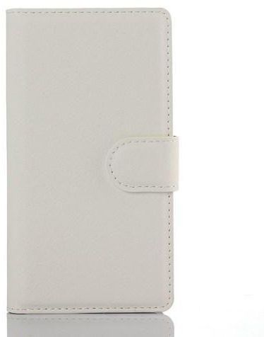 Ozone Litchi Skin Wallet Leather Stand Cover for Sony Xperia Z5 Compact - White