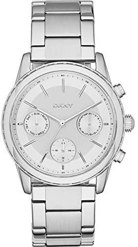 DKNY Dress Watch for Women, Quartz Movement, Analog Display, Silver Stainless Steel Strap-NY2364