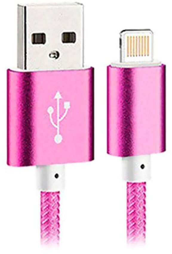 Braided Lightning USB Data Sync Charger Cable For Apple iPhone 5/5S/5C/6/6 Plus Pink/White 1 meter