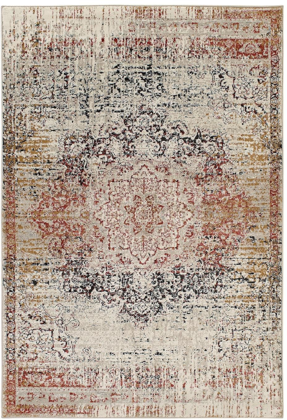 JEJSING Rug, low pile - red/grey-brown stained 160x235 cm
