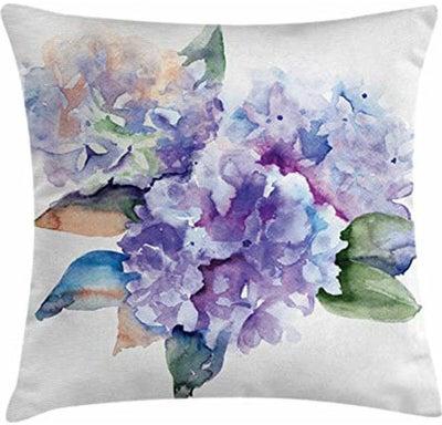 Watercolor Throw Pillow cover Cushion Cover Delicate Hydrangea Flowers Blooming Botanical Arrangement Wedding Inspi Combination Combination مختلط متعدد الألوان 40x40سم