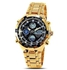 Quamer Men's Executive Waterproof Analogue And LED Watch - Gold/ Black