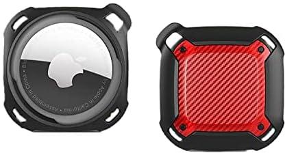 Portable Shockproof Back Cover for Apple AirTag (Black & Red)