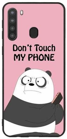 غطاء حماية واقٍ بطبعة عبارة "Don't Touch My Phone" وباندا لهاتف سامسونج جالاكسي A21 متعدد الألوان