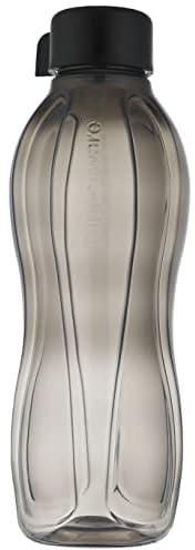زجاجة مياه صديقة للبيئة من تابروير، سعة 1 لتر، تصميم دائري، لون اسود كهرماني، بلاستيك