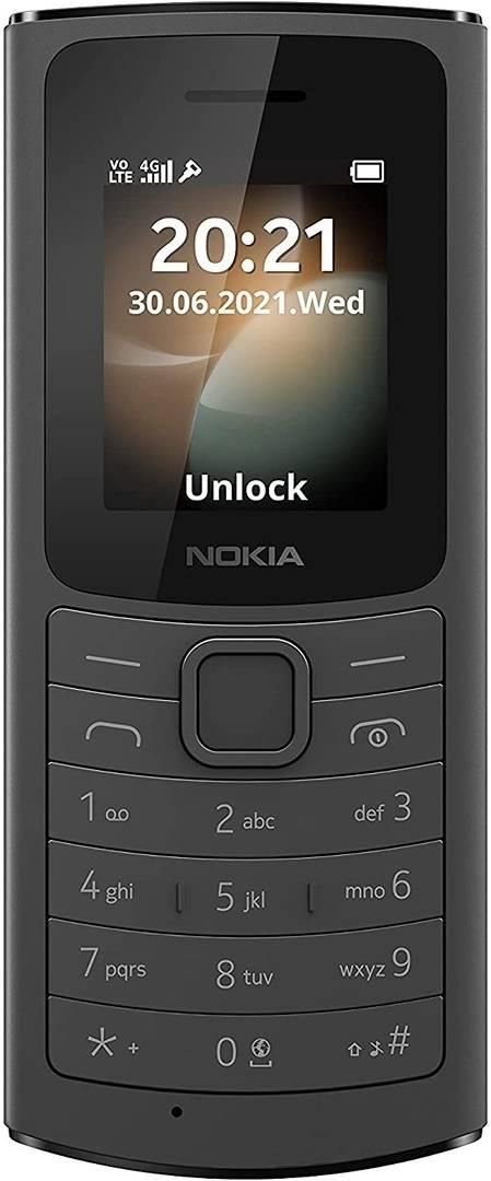 Nokia 110 4G Dual Sim Classic Feature Phone, 1.8" Screen, Multiplayer Games, Removable 1020mAh Battery, Web Browser, FM Radio,3 in 1 Speaker & Premium Finish, Middle East Version, Black | N49718230A