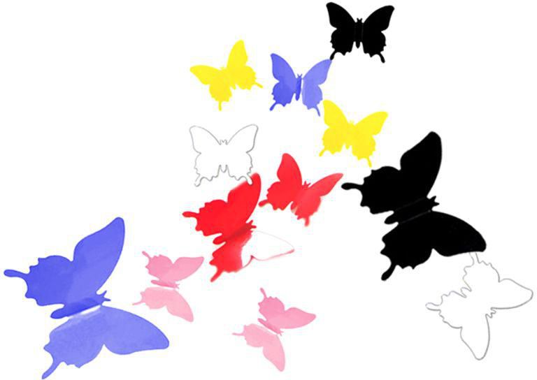 Mural Simulation 3D Butterfly Stereoscopic Curtain Wall Sticker Multicolour