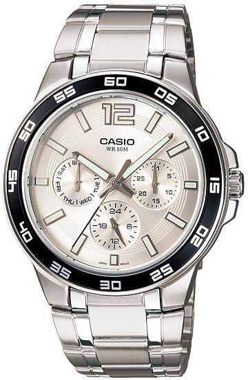 Casio Men's Silver Dial Stainless Steel Band Watch - MTP-1300D-7A1VDF