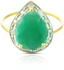 Vera Perla 18K Gold Drop Emerald 0.12 Ct. Diamond Ring-Size 6.5 US
