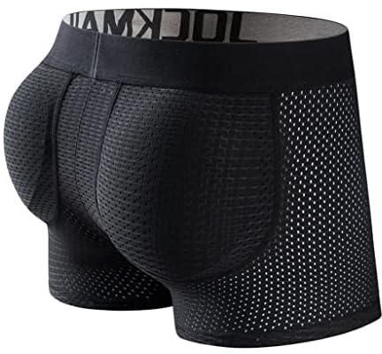 Zyxdk Mens Padded Backside Enhancer Underwear Sexy Mesh Breathable Boxer Briefs with Hip Pad Shorts, Removable, M-2XL (Color : Black, Size : L)