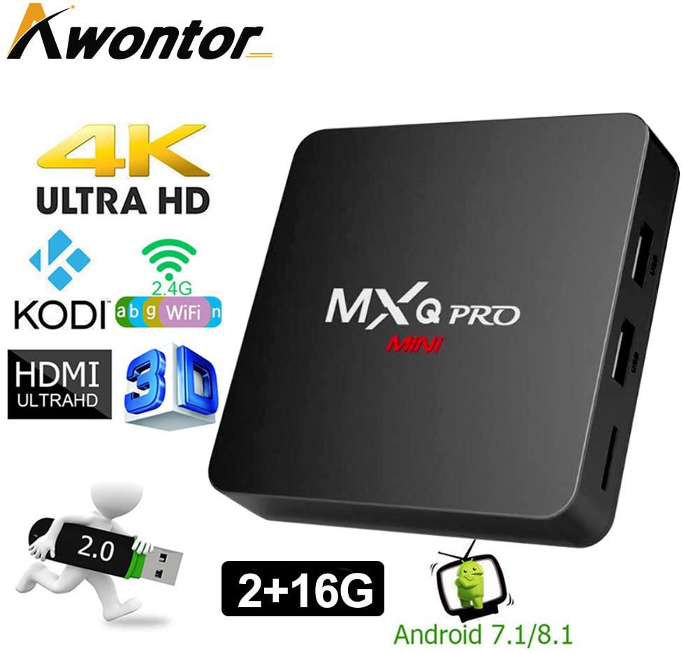MXQ Pro 4K 2 + 16GB Android 7.1 HD 3D 2.4G WIFI S905W Quad Core Media Player ذكي TV Android TV Box اشترك في IP TV