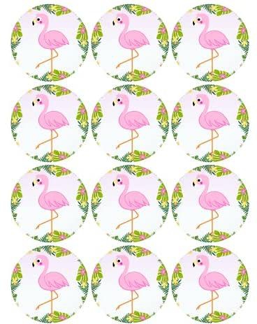 Flamingo Round Stickers - 24 Pieces
