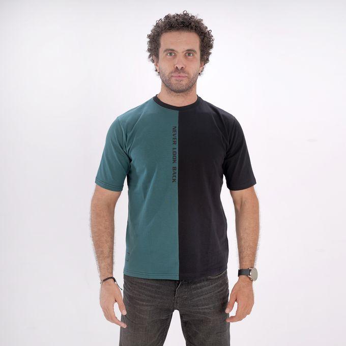 Thomas square Cotton Bi-tone Printed Short Sleeve T-shirt for Men - Black & Dark Olive