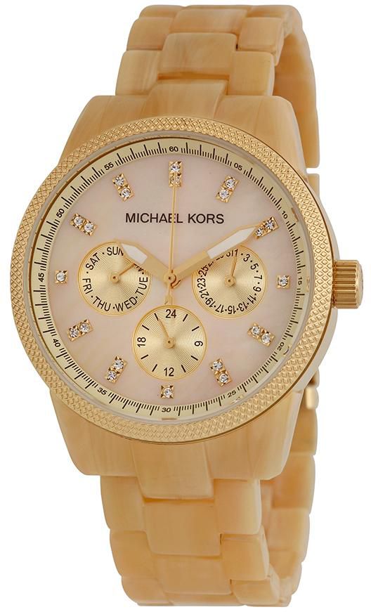 Michael Kors Beige Plastic Beige Dial Chronograph for Women MK5039