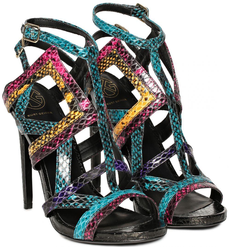 Kurt Geiger Indiana Multicolor Strap Cut Out High Heel Sandals for Women - 39 EU/6 UK, Multi Color