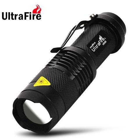 Generic Ultrafire UK - 68 Cree Q5 300Lm 3 Modes Waterproof LED Flashlight Torch With Adjustable Focus + Holder ( 1 X 14500 / AA Battery ) - White