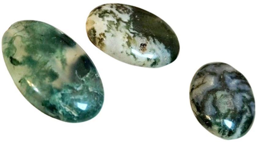 Sherif Gemstones Collectors , 3 Pcs Set Of Natural MOSS Agate Stones
