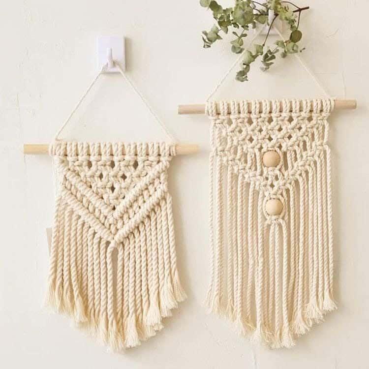 Get Macrame Wall Decor, Cotton, 25X30 Cm - Off White with best offers | Raneen.com