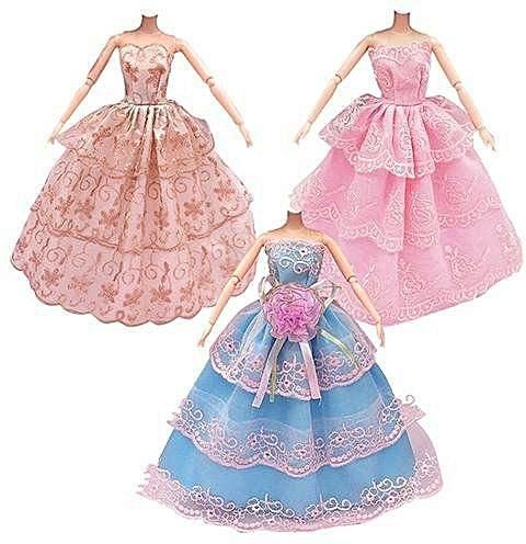 Bluelans 3Pcs Fashion Doll Clothes Formal Gown Wedding Party Full Dresses For Barbie Doll(Not Specified)(OVERSEAS)