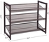 SONGMICS 3-Tier Stackable Metal Shoe Rack Flat & Slant Adjustable Shoe Organiser Shelf for Closet Bedroom & Entryway Bronze ULMR03A