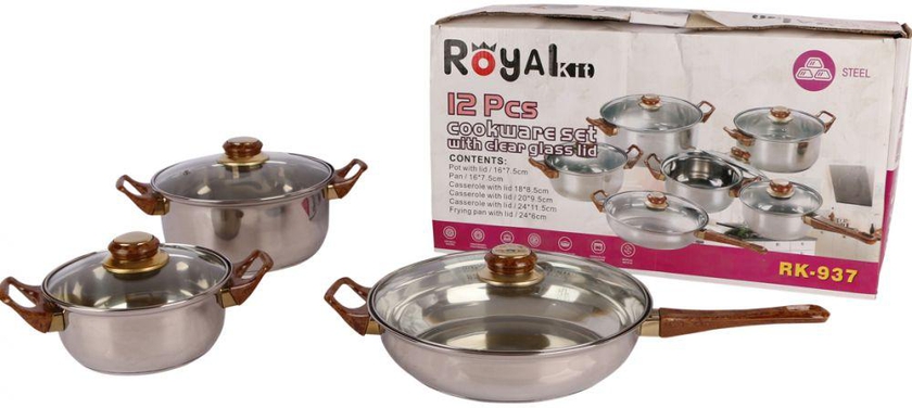 Set Of Stainless Steel Pots , Royal Kate 12 Pieces