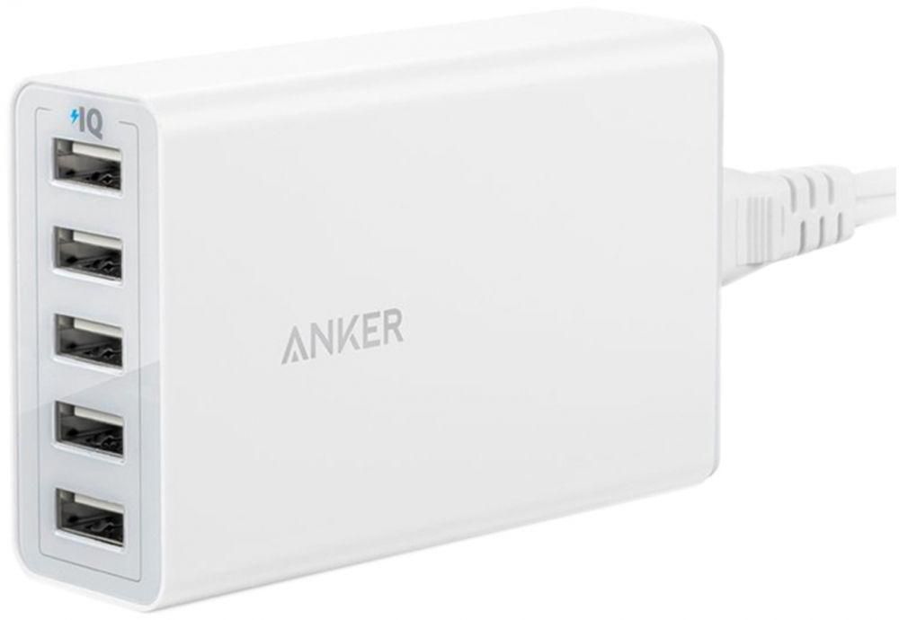 Anker PowerPort 5 40W 5-Port Desktop Charger UK - White, A2124K21