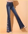 Embroidered Flare Jeans Dark Blue