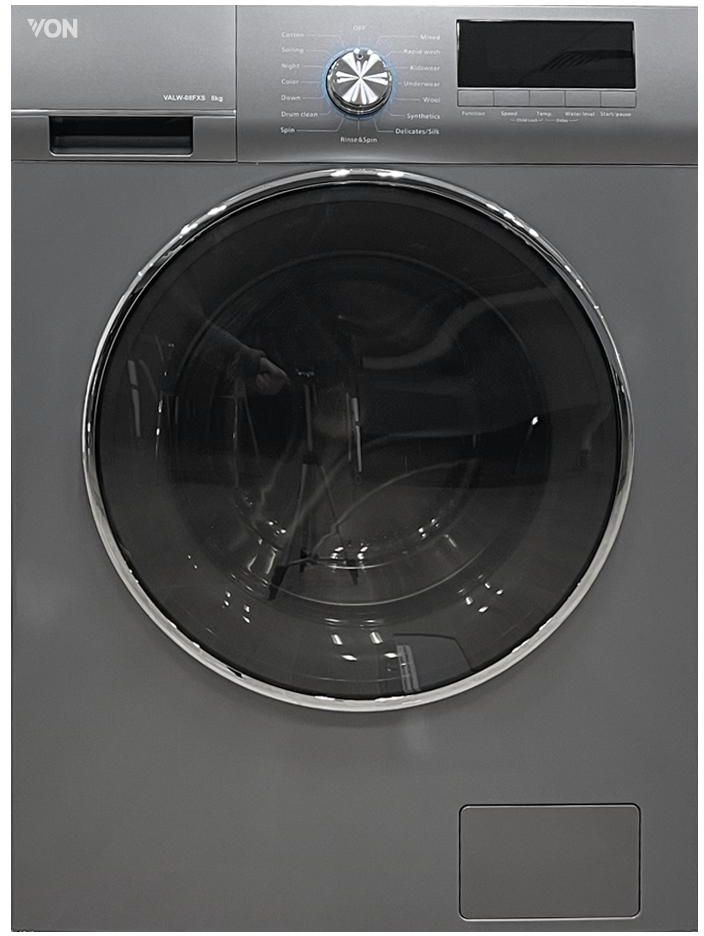 Von VALW-07FXS Front Load Washing Machine Silver - 7KG