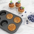 [2-Pack] 6 Cup Cupcake Baking tray Non-Stick Carbon Steel Muffin Tray Oven Baking Pan Heat Resistant Bakeware Pan perfect for making Cupcakes, Mini Pie, Tart and Muffins