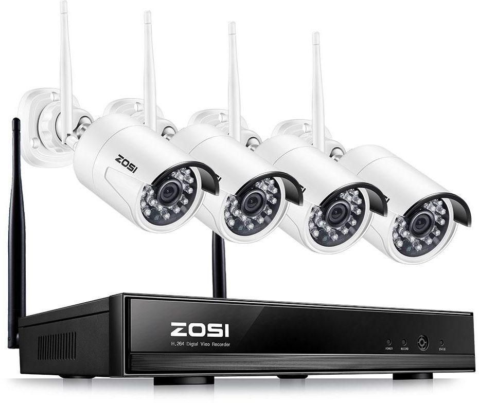 ZOSI FULL 1080P HD Wi-Fi Wireless Security Camera System 4CH 1080P HDMI NVR With 1TB Hard Drive and 4 packs HD 2.0MP 1080P Indoor/Outdoor IP Cameras,100ft Night Vision,Customizable Motion Detection