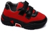 Roadwalker Rubber Sole Mesh Kids Velcro Sneakers - Black & Red