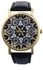 Duoya Women Retro Geometry Printed Faux Leather Analog Quartz Wrist Watch Black