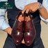حذاء كلاسيك ليذاس جلد طبيعي - احمر غامق فرنية