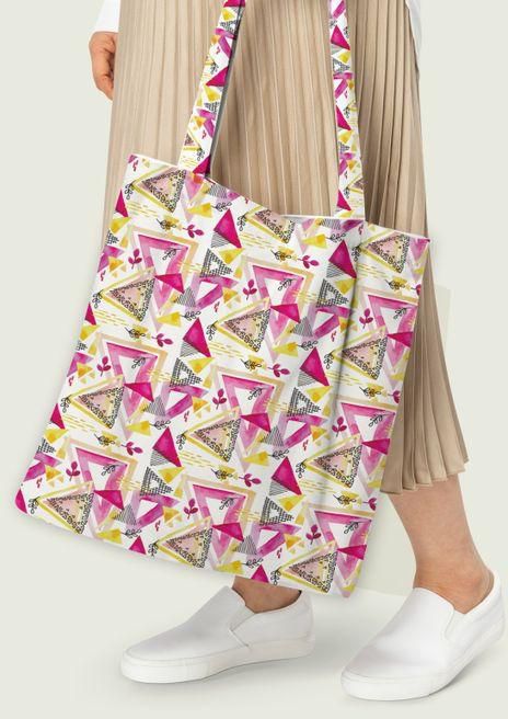 Tote Bag - White/ Pink Pattern