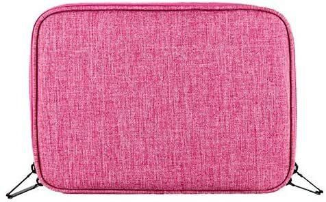 Generic Double Layer Electronic Accessories Organizer, Travel Gadget Bag For Cables, USB Flash Drive, Plug And More, Perfect Size Fits For Ipad Mini (Pink)
